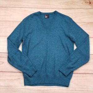 Robert Bruce Sweater Mens Large Blue Pullover V-Neck Long Sleeve‎ Knit Adult